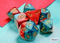 7 Count Mini Dice Poly Set: Gemini Red-Teal/Gold CHX 20662